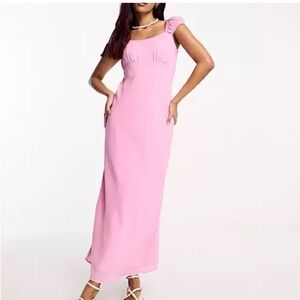 NWT Abercrombie and Fitch Pink Midi cap sleeve slip dress